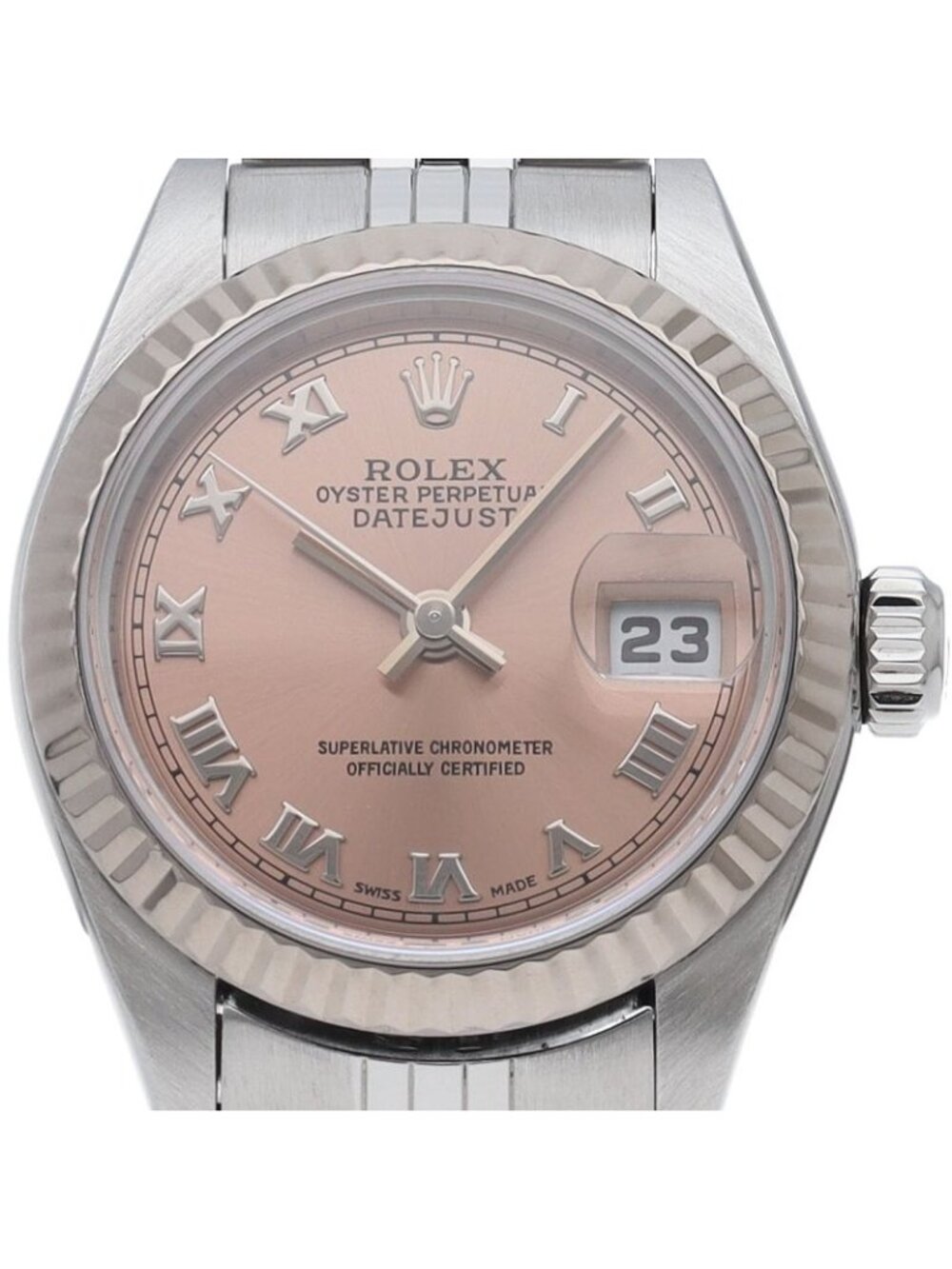 Rolex Datejust Watch 18K White Gold SS Pink